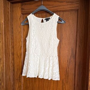 Valerie Bertinelli Ivory Lace Sleeveless Blouse